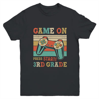 Vintage Game On Press Start 3rd Grade Gamer Back To School Youth Shirt | teecentury