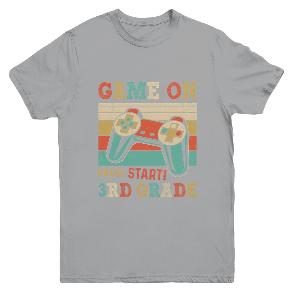Vintage Game On Press Start 3rd Grade Gamer Back To School Youth Shirt | teecentury
