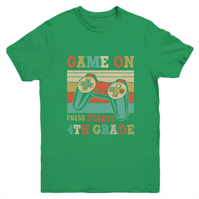 Vintage Game On Press Start 4th Grade Gamer Back To School Youth Shirt | teecentury