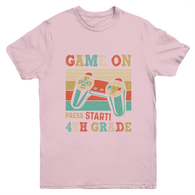 Vintage Game On Press Start 4th Grade Gamer Back To School Youth Shirt | teecentury