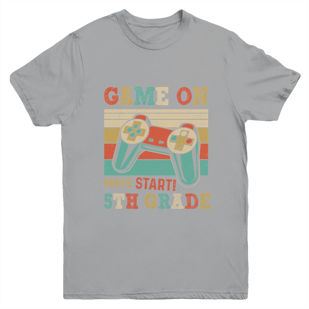 Vintage Game On Press Start 5th Grade Gamer Back To School Youth Shirt | teecentury
