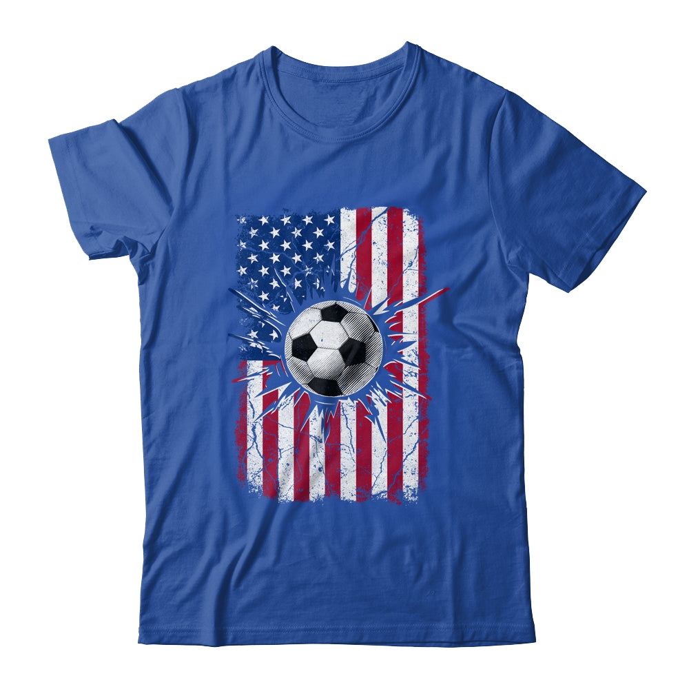 Vintage Soccer 4th of July Men USA American Flag Boys Shirt & Hoodie | teecentury