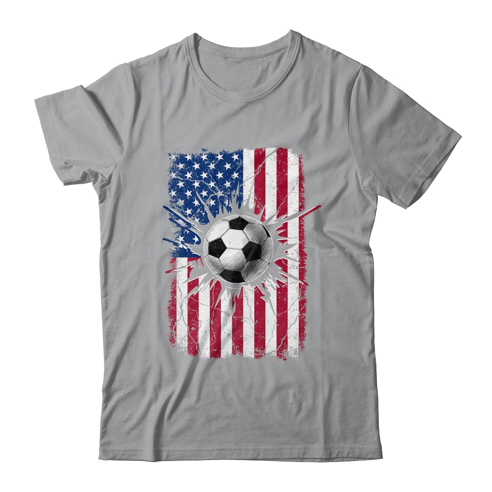 Vintage Soccer 4th of July Men USA American Flag Boys Shirt & Hoodie | teecentury