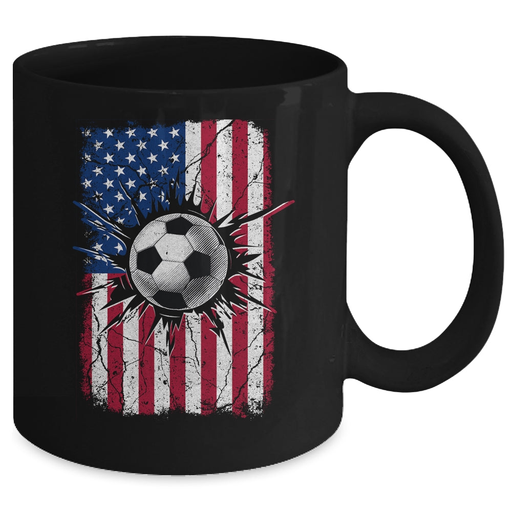 Vintage Soccer 4th of July Men USA American Flag Boys Mug | teecentury