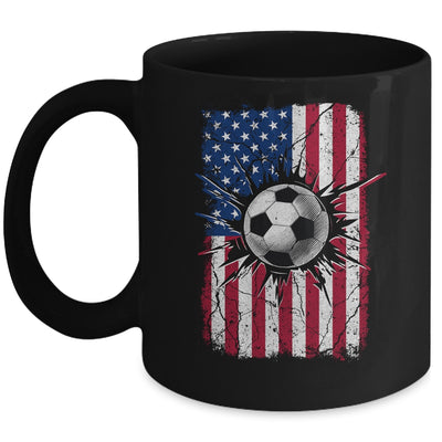 Vintage Soccer 4th of July Men USA American Flag Boys Mug | teecentury
