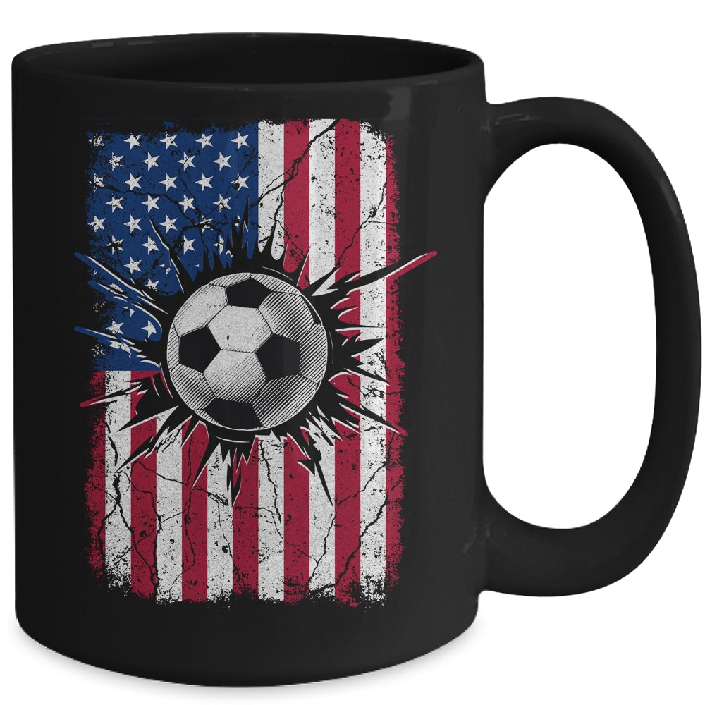 Vintage Soccer 4th of July Men USA American Flag Boys Mug | teecentury