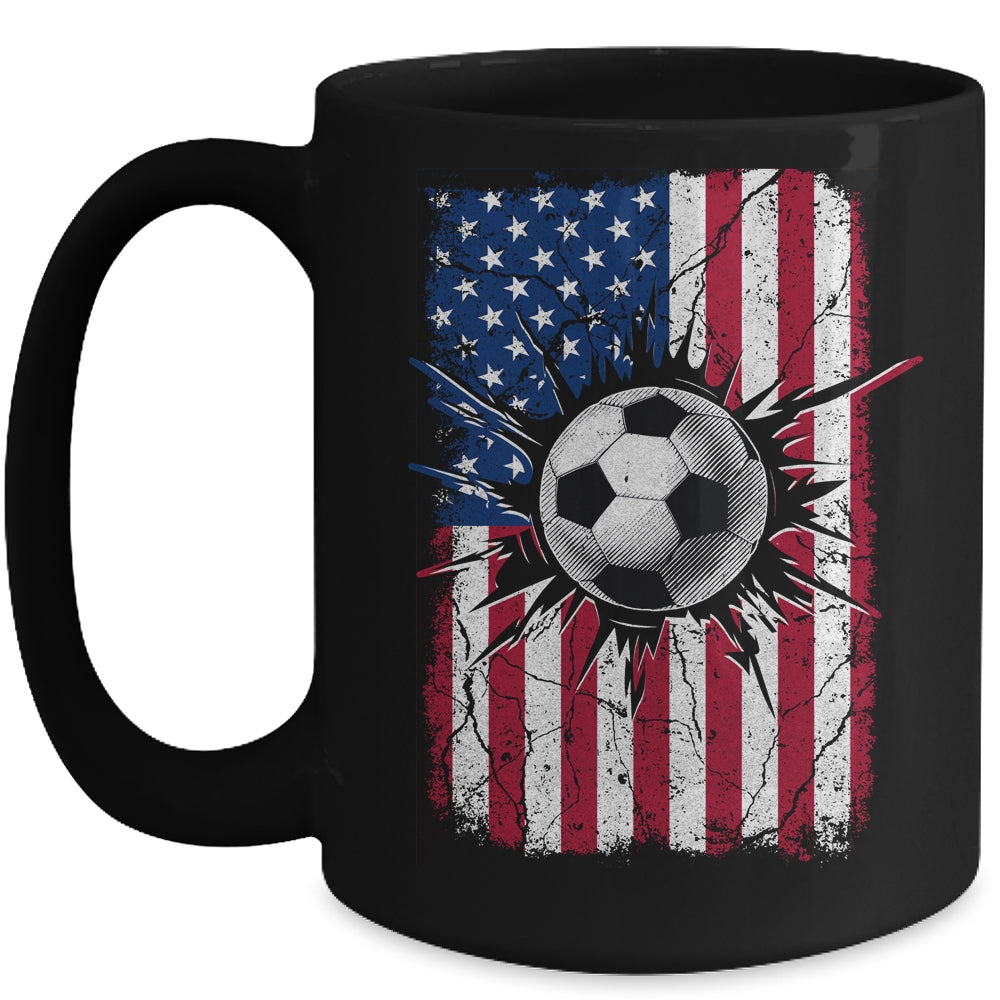 Vintage Soccer 4th of July Men USA American Flag Boys Mug | teecentury