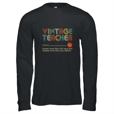 Vintage Teacher Knows More Than She Says Gift Definition T-Shirt & Hoodie | Teecentury.com