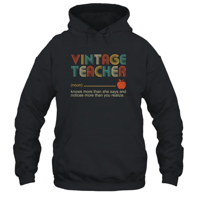 Vintage Teacher Knows More Than She Says Gift Definition T-Shirt & Hoodie | Teecentury.com