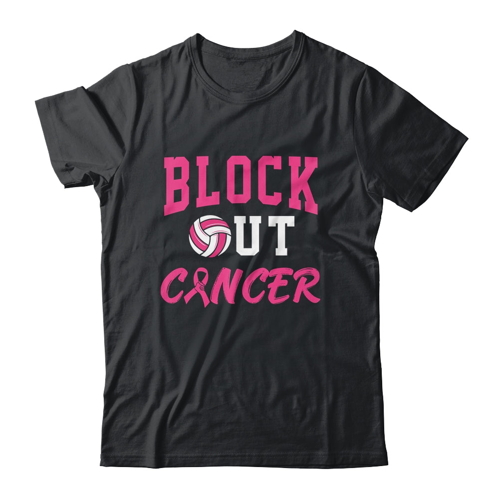 Volleyball Breast Cancer Awareness Block Out Cancer Shirt & Hoodie | teecentury