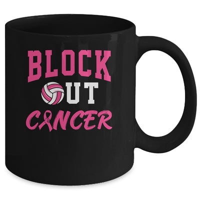 Volleyball Breast Cancer Awareness Block Out Cancer Mug | teecentury
