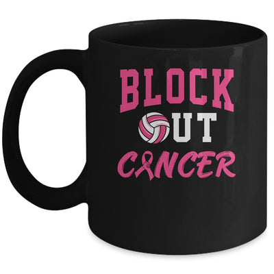 Volleyball Breast Cancer Awareness Block Out Cancer Mug | teecentury