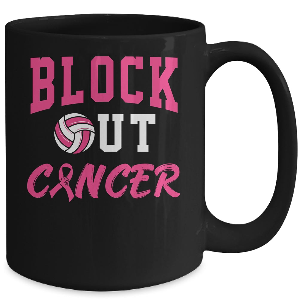 Volleyball Breast Cancer Awareness Block Out Cancer Mug | teecentury