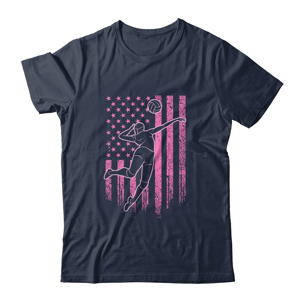Volleyball Girl USA Flag Volleyball Player T-Shirt & Tank Top | Teecentury.com