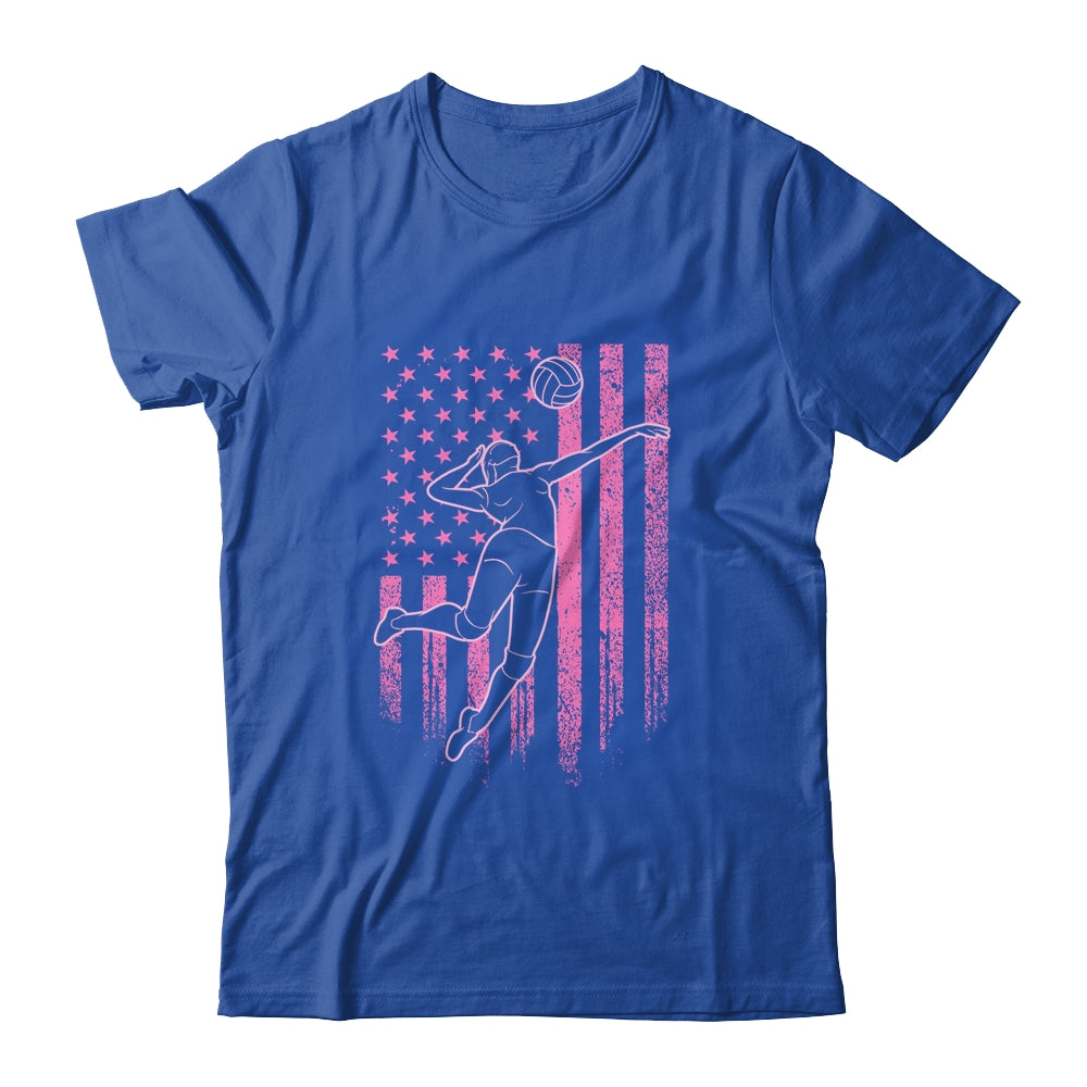 Volleyball Girl USA Flag Volleyball Player T-Shirt & Tank Top | Teecentury.com