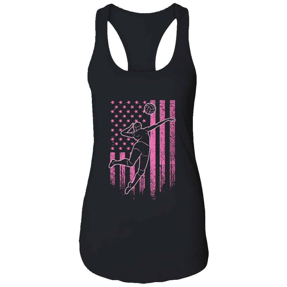 Volleyball Girl USA Flag Volleyball Player T-Shirt & Tank Top | Teecentury.com