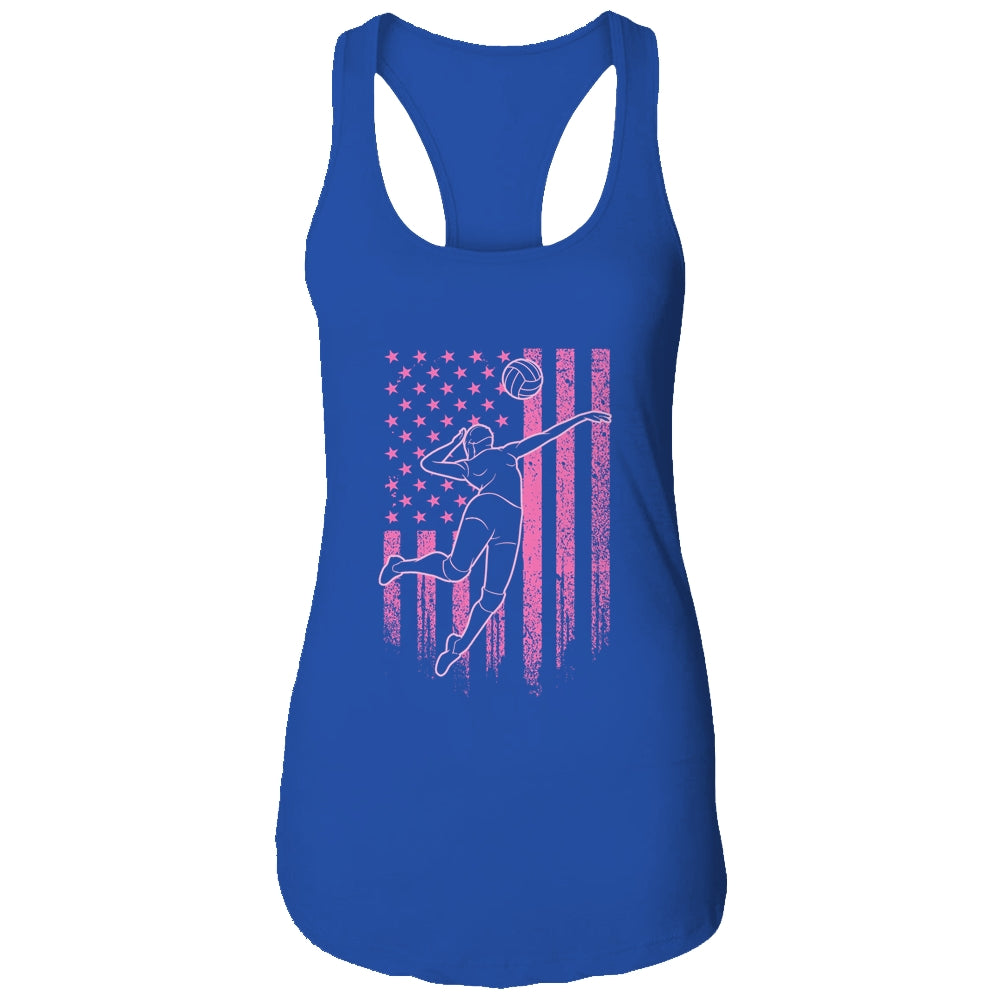 Volleyball Girl USA Flag Volleyball Player T-Shirt & Tank Top | Teecentury.com