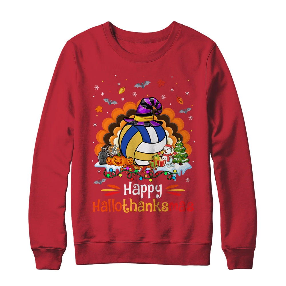 Volleyball Halloween Christmas Thanksgiving Hallothanksmas Shirt & Sweatshirt | teecentury