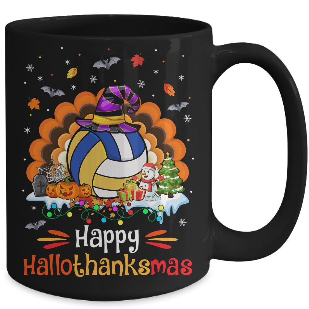 Volleyball Halloween Christmas Thanksgiving Hallothanksmas Mug | teecentury