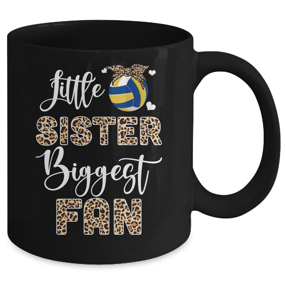 Volleyball Little Sister Biggest Fan Volleyball Sister Leopard Mug | teecentury