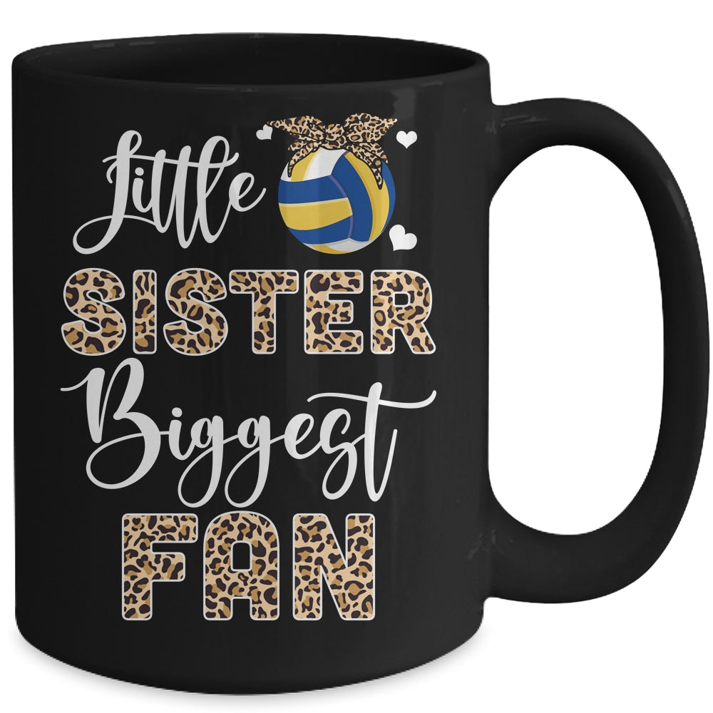 Volleyball Little Sister Biggest Fan Volleyball Sister Leopard Mug | teecentury