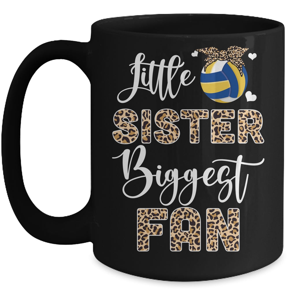 Volleyball Little Sister Biggest Fan Volleyball Sister Leopard Mug | teecentury
