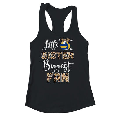 Volleyball Little Sister Biggest Fan Volleyball Sister Leopard Shirt & Tank Top | teecentury