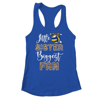 Volleyball Little Sister Biggest Fan Volleyball Sister Leopard Shirt & Tank Top | teecentury