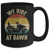 We Ride At Dawn Lawnmower for Dad Fathers Day Vintage Mug | teecentury