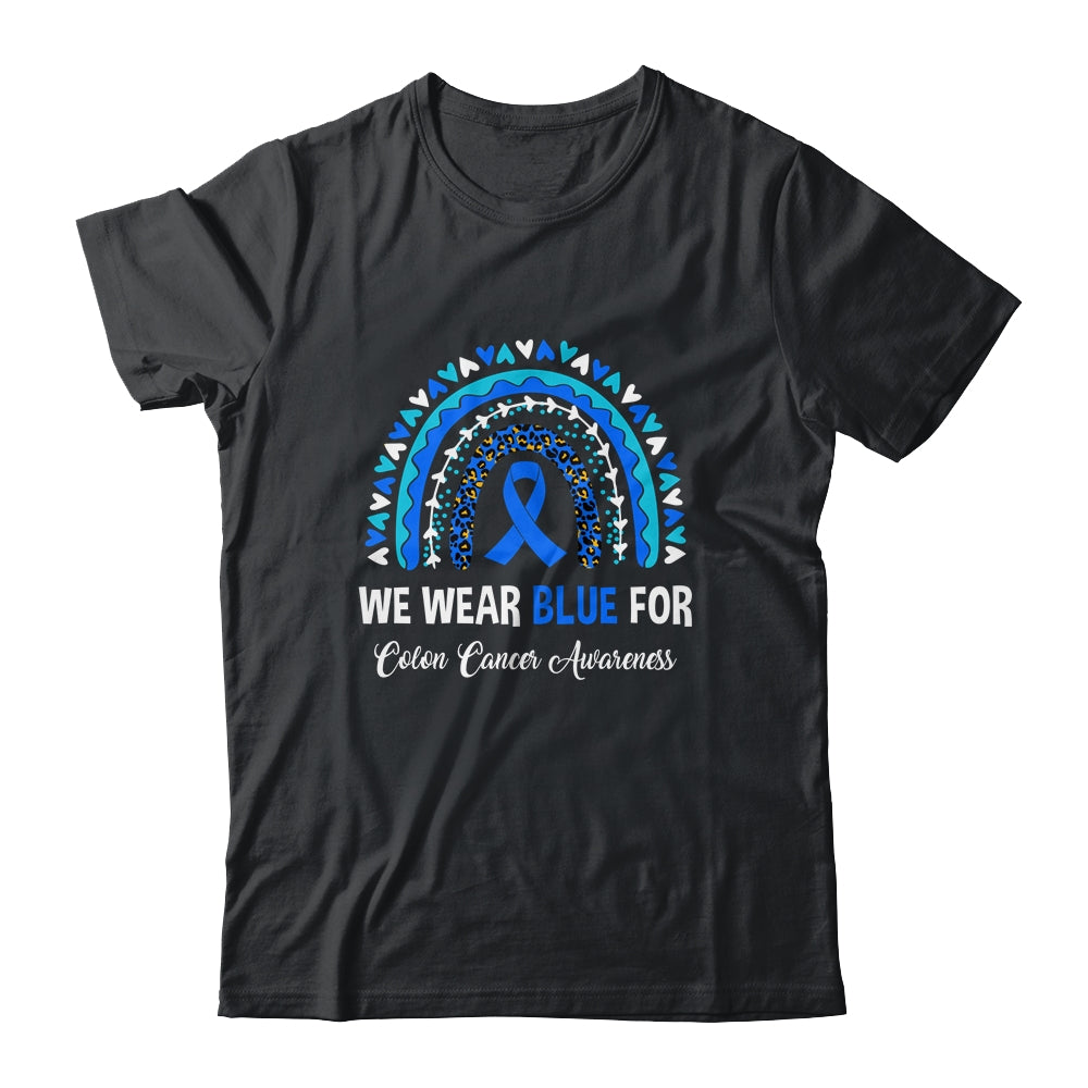 We Wear Blue Colon Cancer Leopard Rainbow Shirt & Hoodie | teecentury