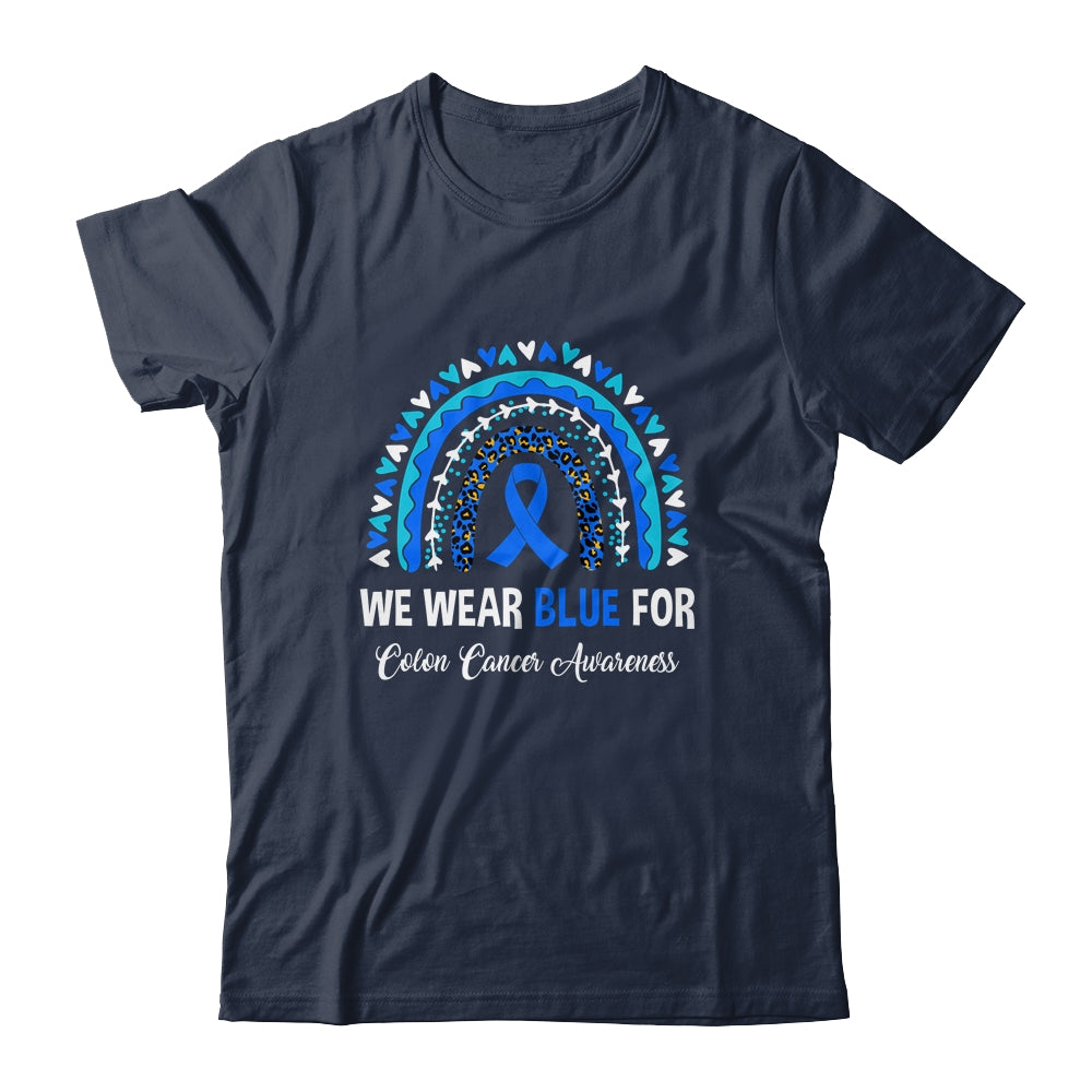 We Wear Blue Colon Cancer Leopard Rainbow Shirt & Hoodie | teecentury