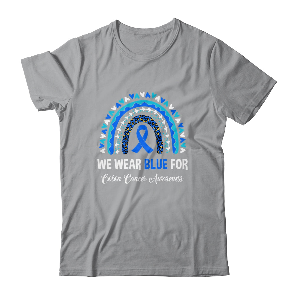We Wear Blue Colon Cancer Leopard Rainbow Shirt & Hoodie | teecentury