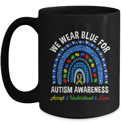 We Wear Blue For Autism Awareness Month Autism Rainbow Mug | teecentury