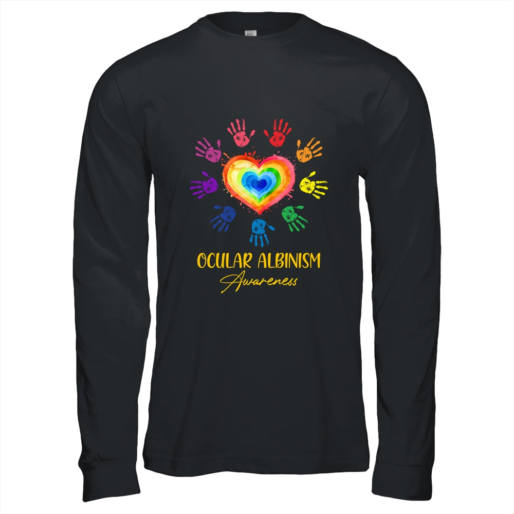 We Wear Rainbow Heart For Ocular Albinism Awareness T-Shirt & Hoodie | Teecentury.com