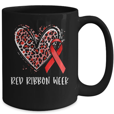 We Wear Red For Red Ribbon Week Awareness Heart Leopard Mug | teecentury