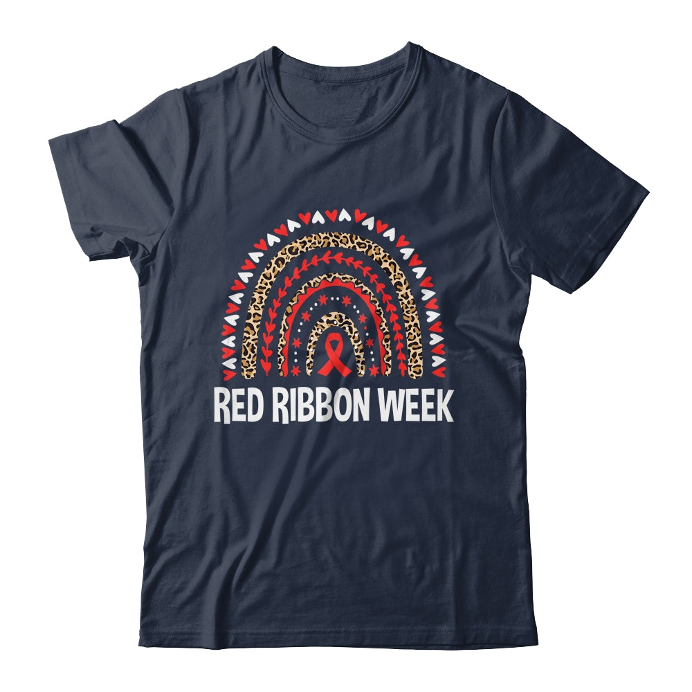 We Wear Red For Red Ribbon Week Awareness Leopard Rainbow Shirt & Hoodie | teecentury
