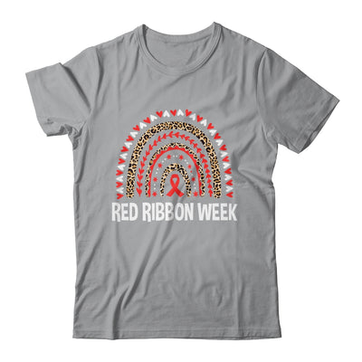 We Wear Red For Red Ribbon Week Awareness Leopard Rainbow Shirt & Hoodie | teecentury