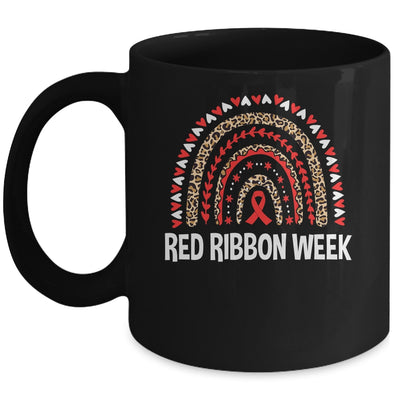 We Wear Red For Red Ribbon Week Awareness Leopard Rainbow Mug | teecentury