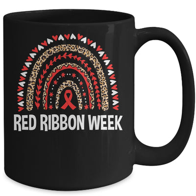 We Wear Red For Red Ribbon Week Awareness Leopard Rainbow Mug | teecentury