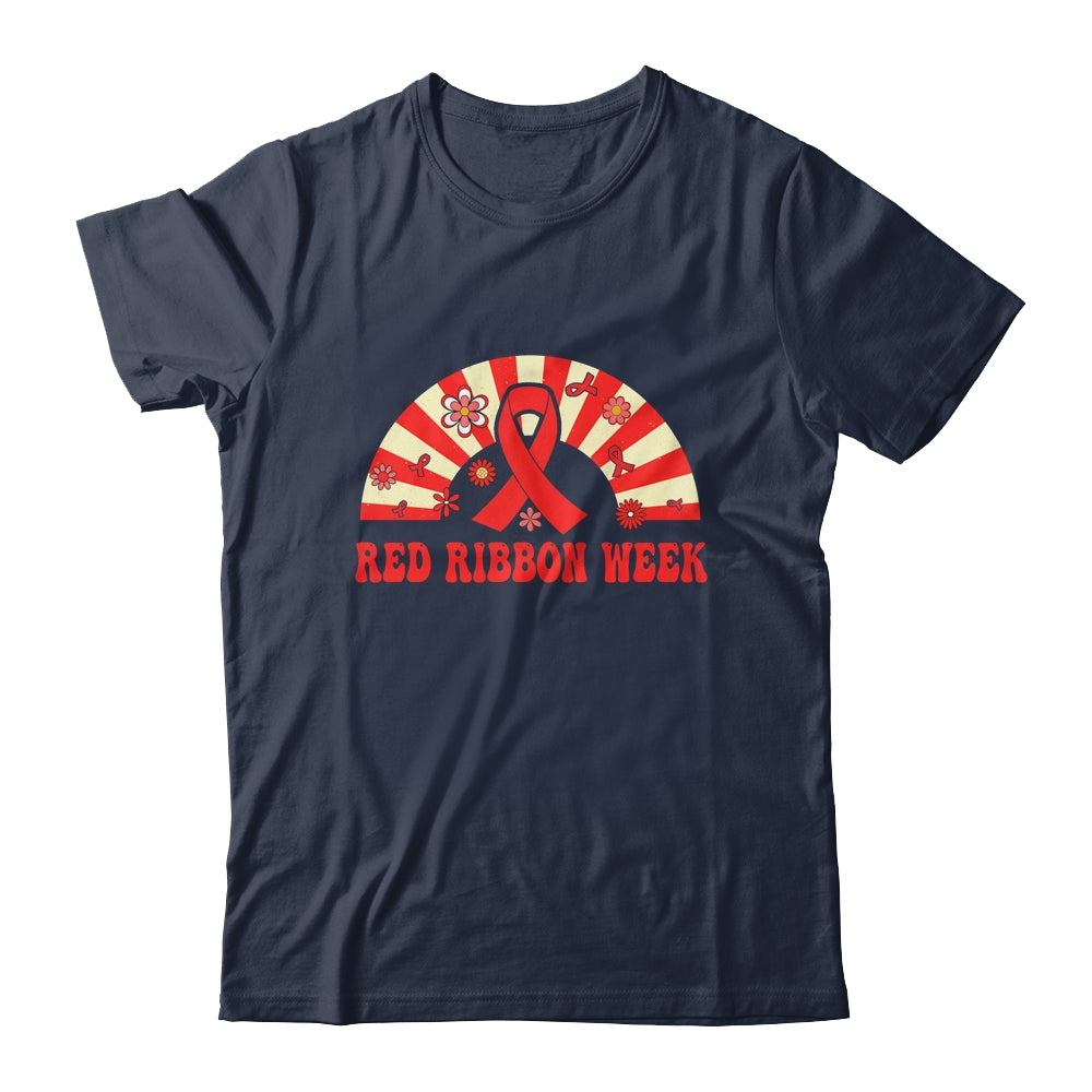 We Wear Red For Red Ribbon Week Awareness Rainbow Groovy Shirt & Hoodie | teecentury