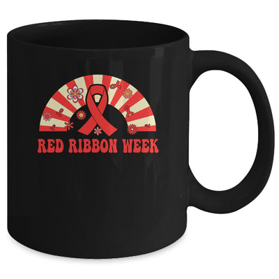 We Wear Red For Red Ribbon Week Awareness Rainbow Groovy Mug | teecentury