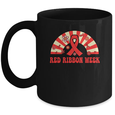 We Wear Red For Red Ribbon Week Awareness Rainbow Groovy Mug | teecentury