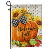 Welcome Fall Pumpkin Bow Flag Vertical Sunflower Seasonal Autumn Flag | Teecentury.com