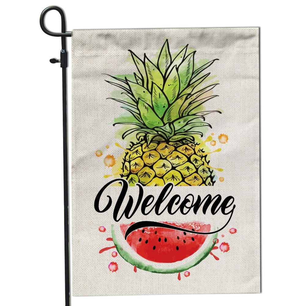 Welcome Pineapple and Watermelon Flag House Summer Warming Flag | Teecentury.com