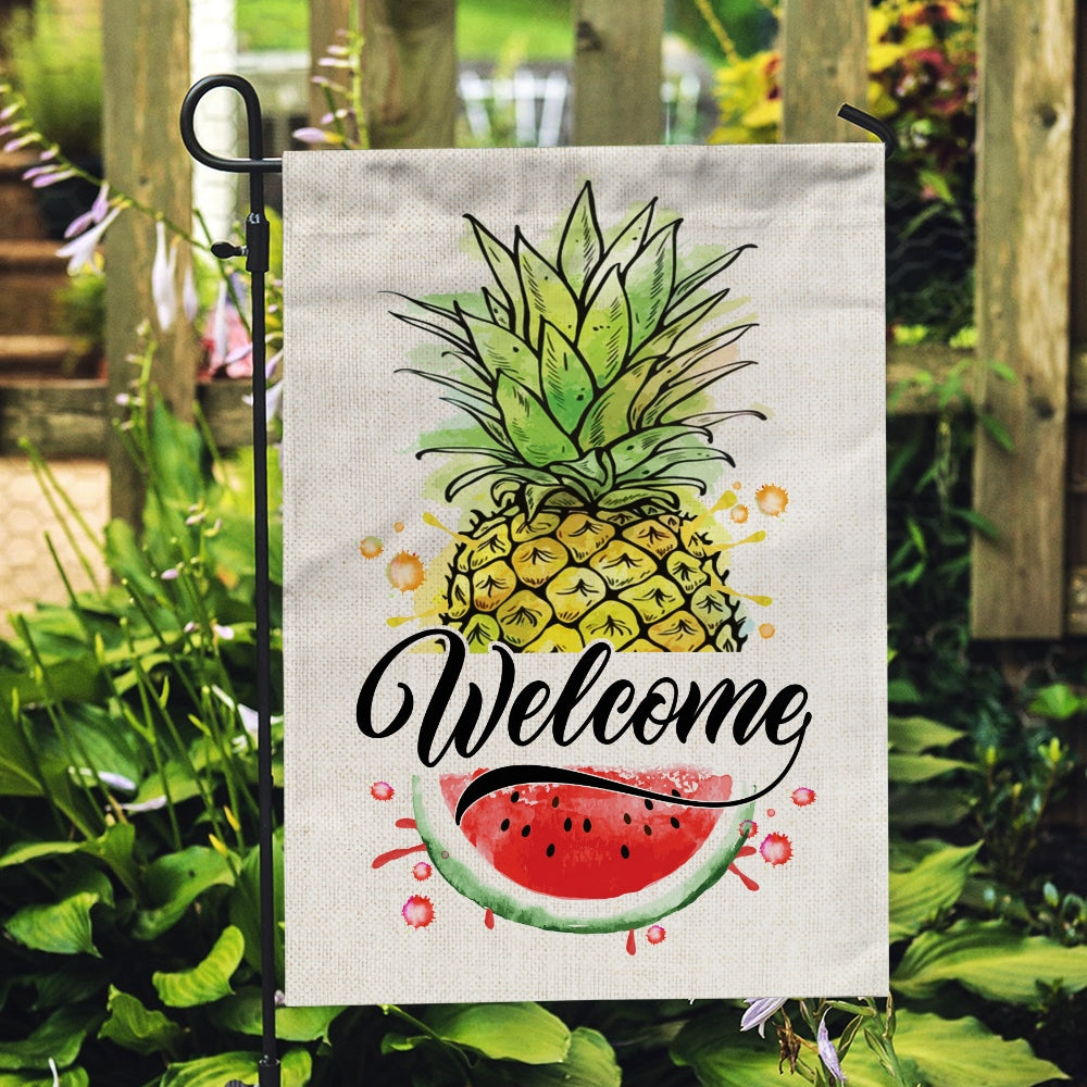 Welcome Pineapple and Watermelon Flag House Summer Warming Flag | Teecentury.com