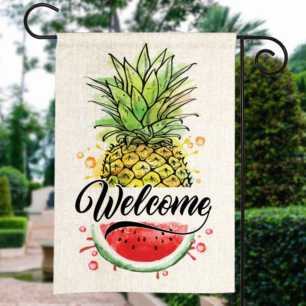 Welcome Pineapple and Watermelon Flag House Summer Warming Flag | Teecentury.com