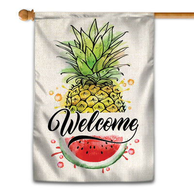 Welcome Pineapple and Watermelon Flag House Summer Warming Flag | Teecentury.com