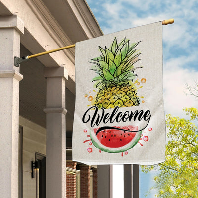 Welcome Pineapple and Watermelon Flag House Summer Warming Flag | Teecentury.com