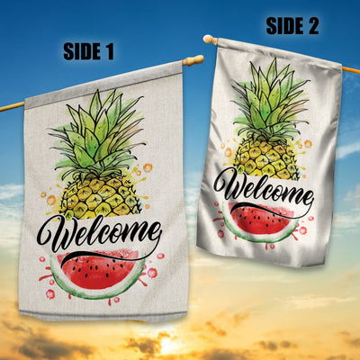 Welcome Pineapple and Watermelon Flag House Summer Warming Flag | Teecentury.com