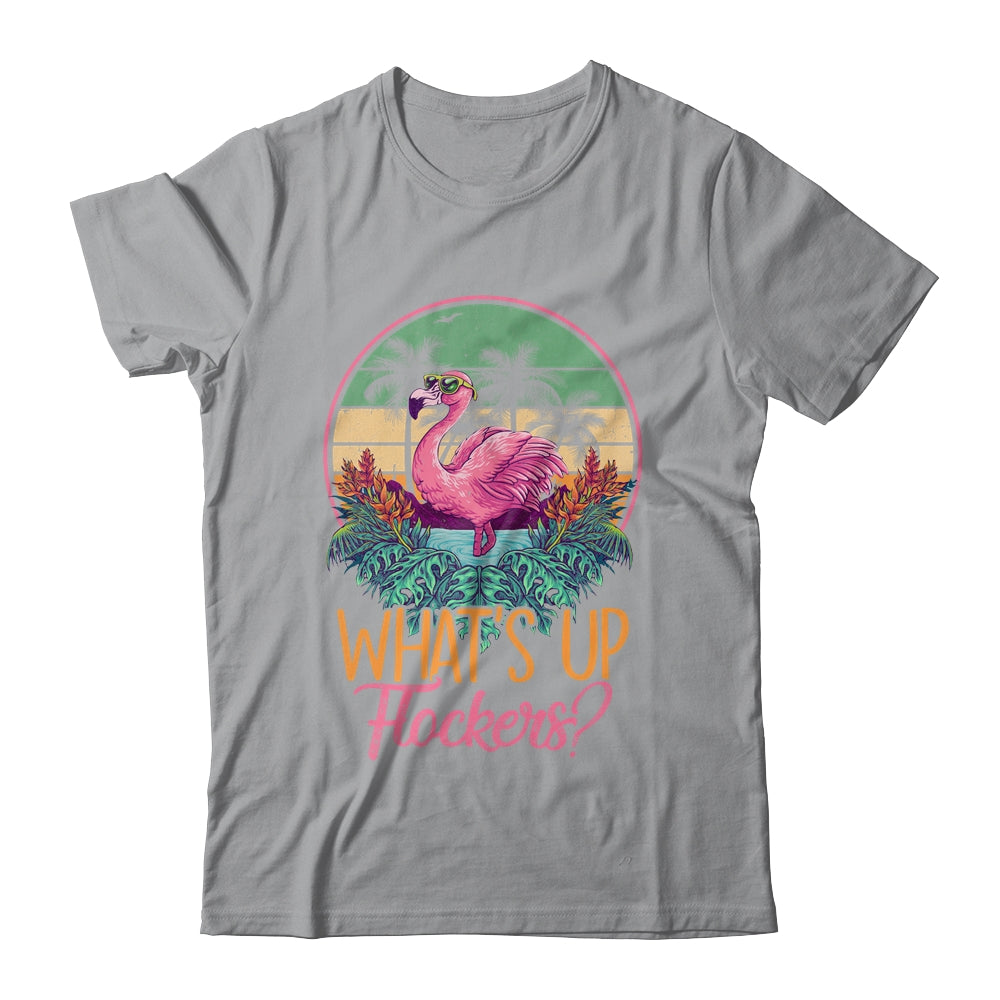 Whats UP Flockers Funny Flamingo Lover Big Pink Sunset T-Shirt & Tank Top | Teecentury.com
